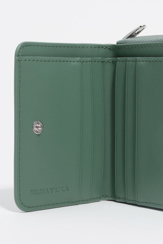 Pastel green mock croc flap purse