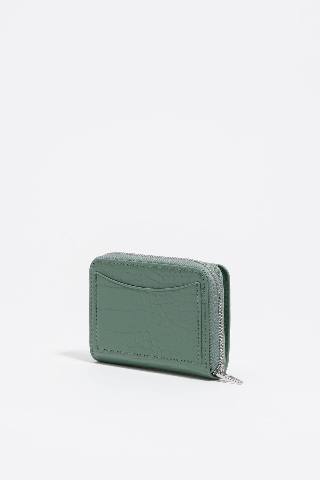 Pastel green mock croc flap purse