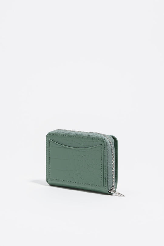 Pastel green mock croc flap purse