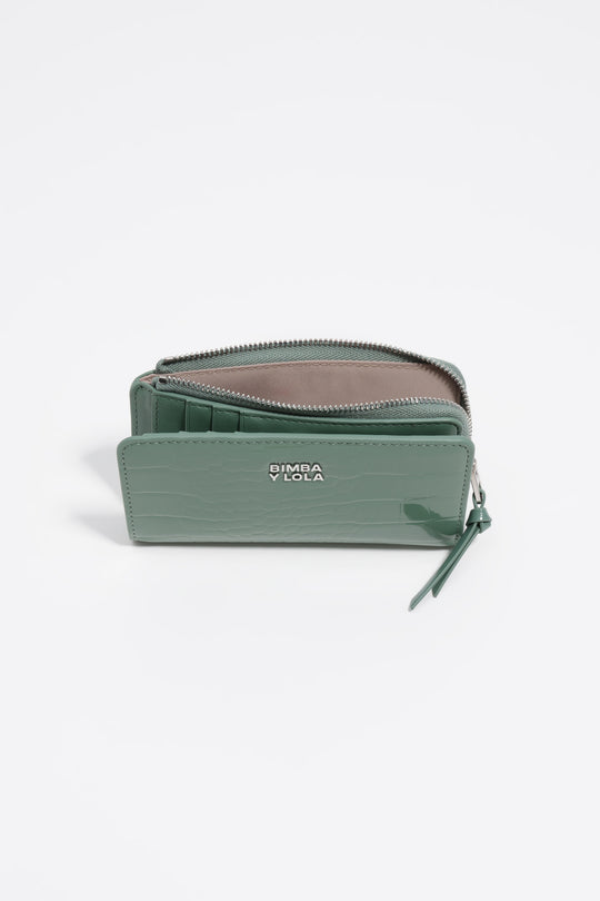 Shiny pastel green textured purse