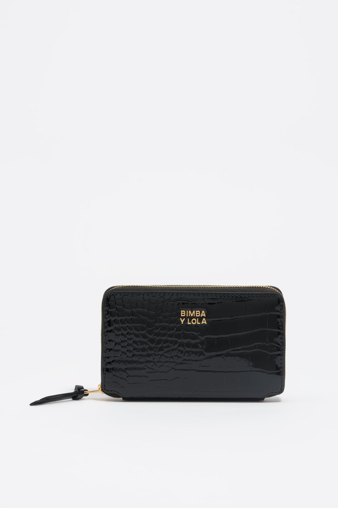 Medium black mock croc horizontal wallet