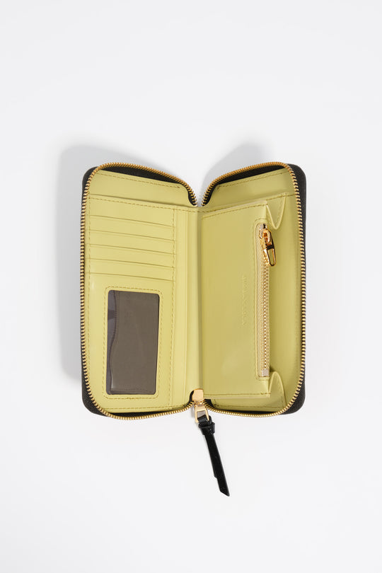 Medium black mock croc horizontal wallet