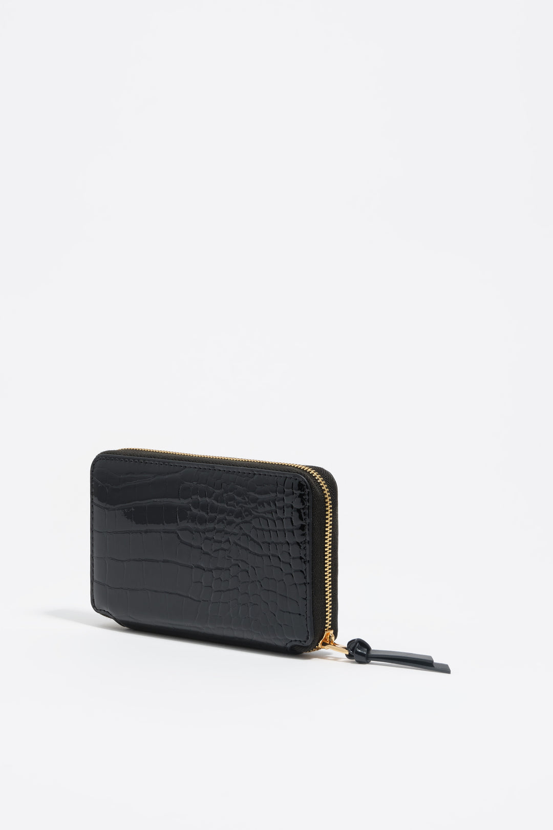 Medium black mock croc horizontal wallet