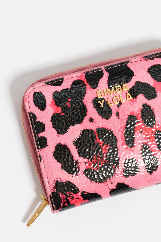 Strawberry textured shiny Leopard print purse