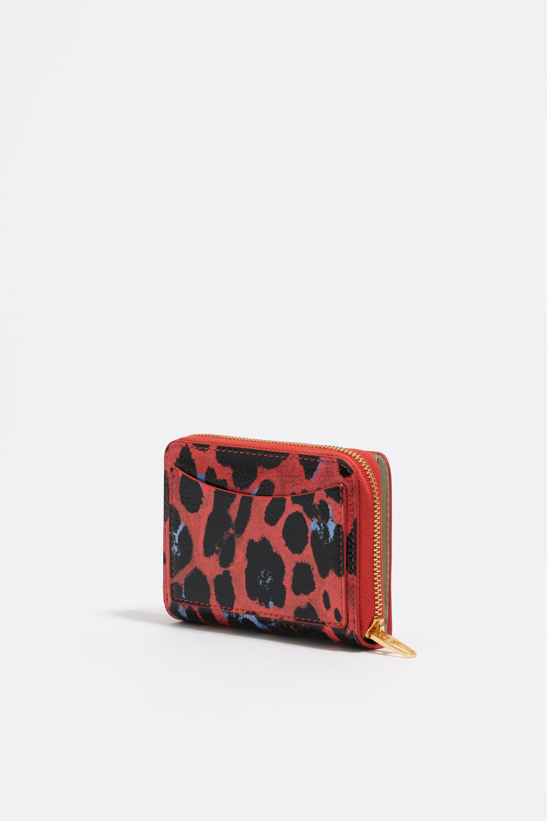 Poppy red textured shiny Leopard print flap purse