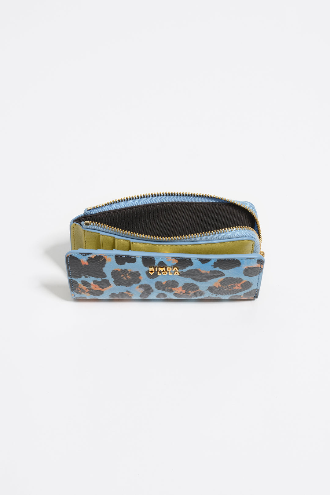 Pastel blue textured shiny Leopard print purse
