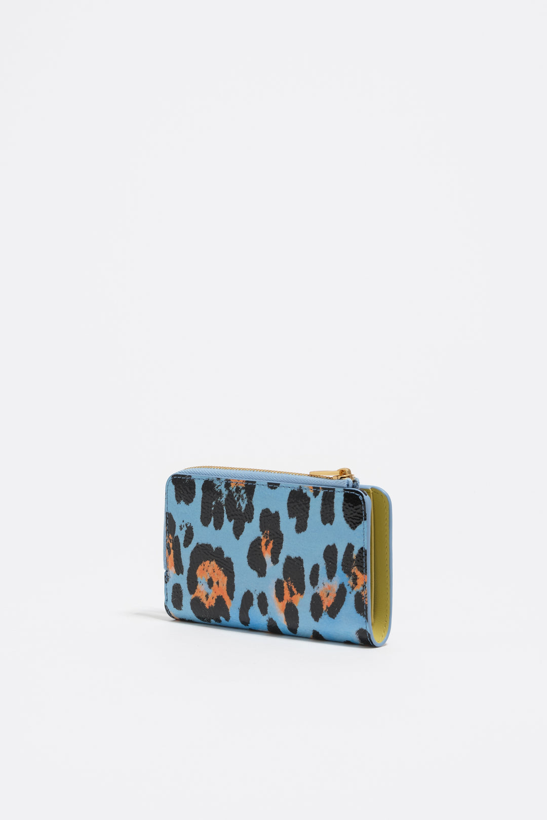 Pastel blue textured shiny Leopard print purse