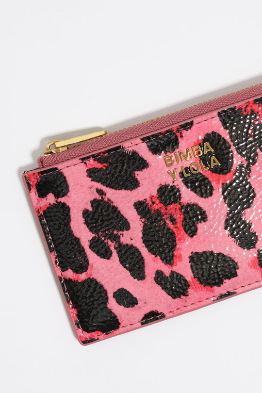 Strawberry textured shiny Leopard print purse