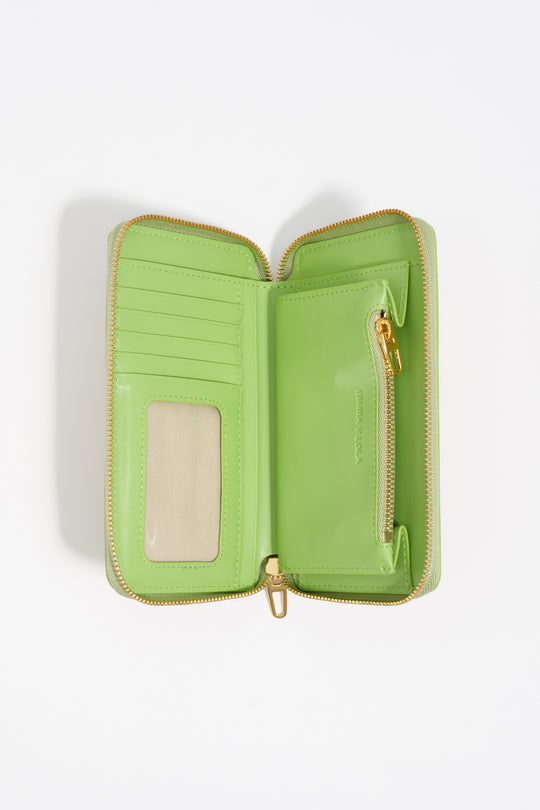 Medium horizontal wallet with pink lime print