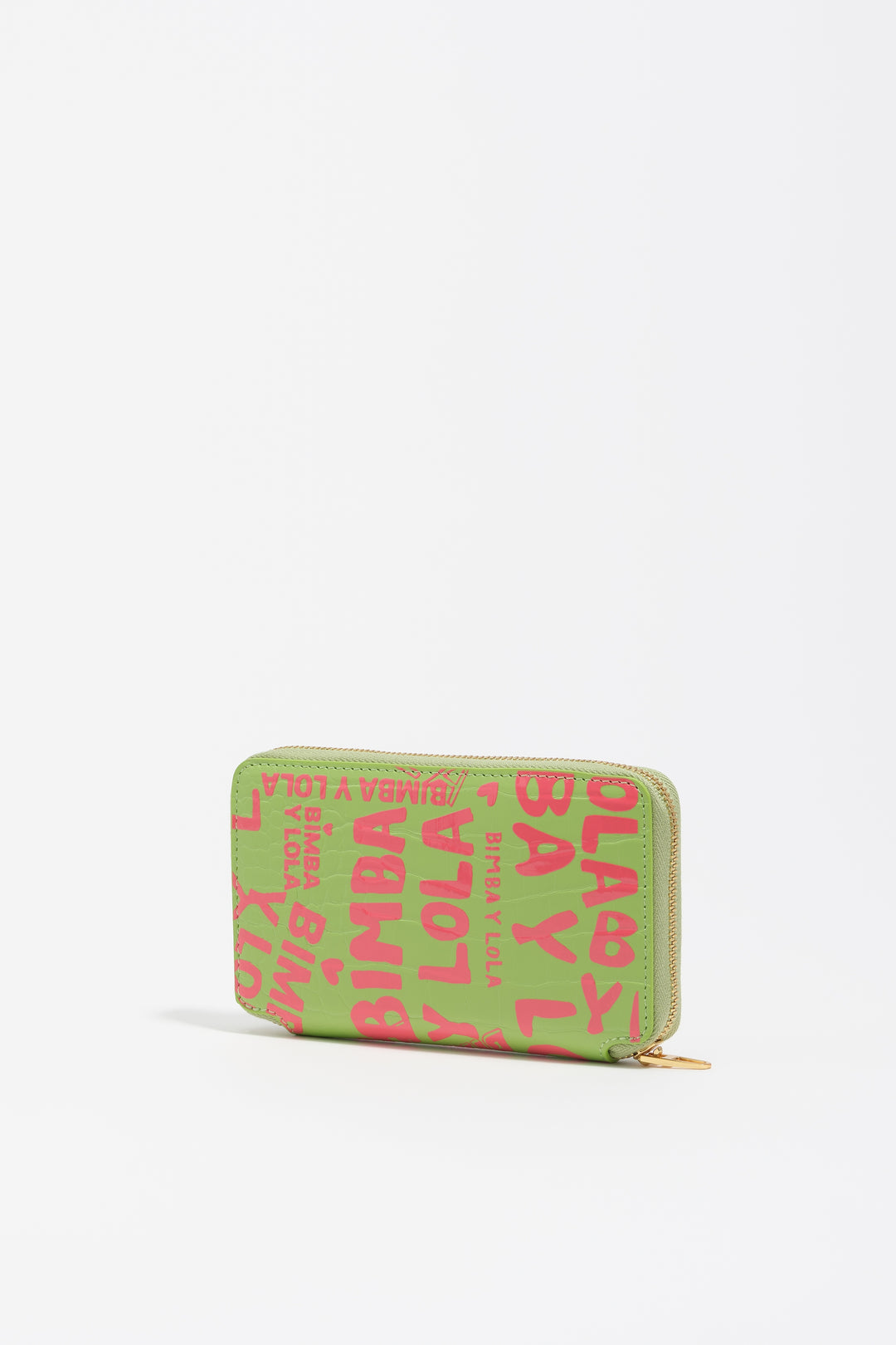 Medium horizontal wallet with pink lime print