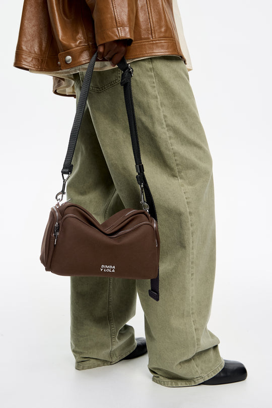 Medium dark khaki nylon Pocket crossbody bag