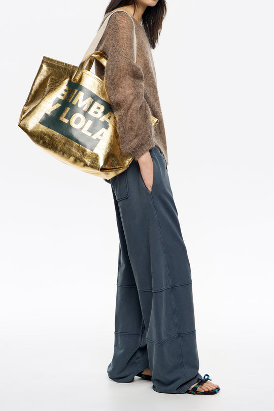Gold big shopper bag