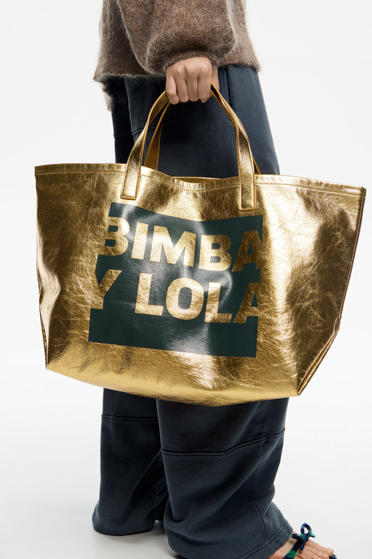 Gold big shopper bag