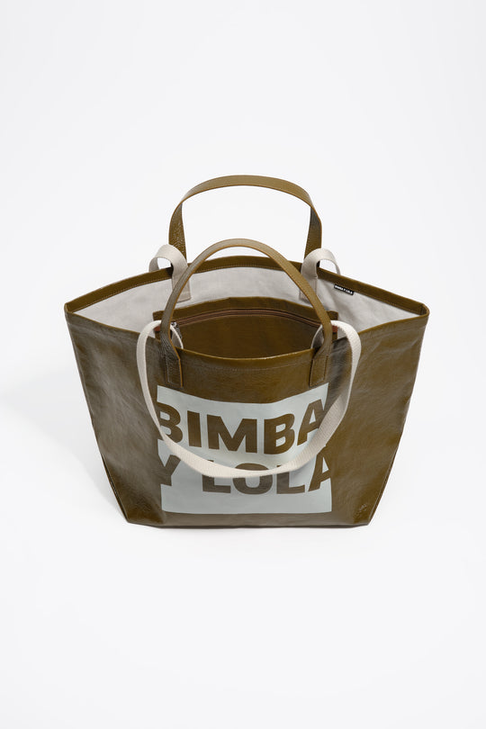 Khaki big shopper bag