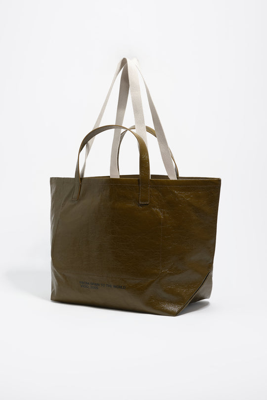Khaki big shopper bag