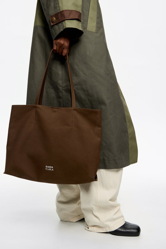 Dark khaki nylon Chihuahua shopper bag