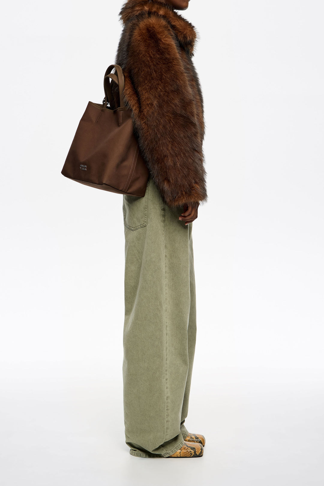 Large dark khaki nylon Chihuahua bag