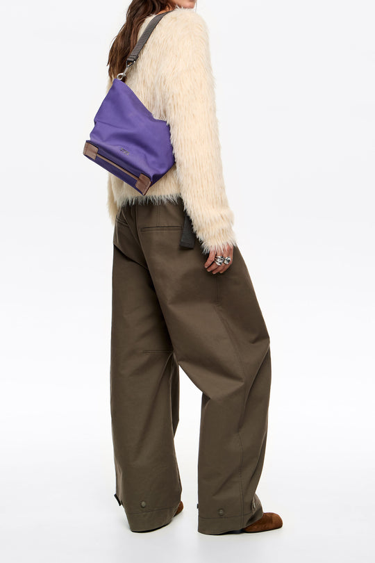 Small purple gabardine Carlino bag