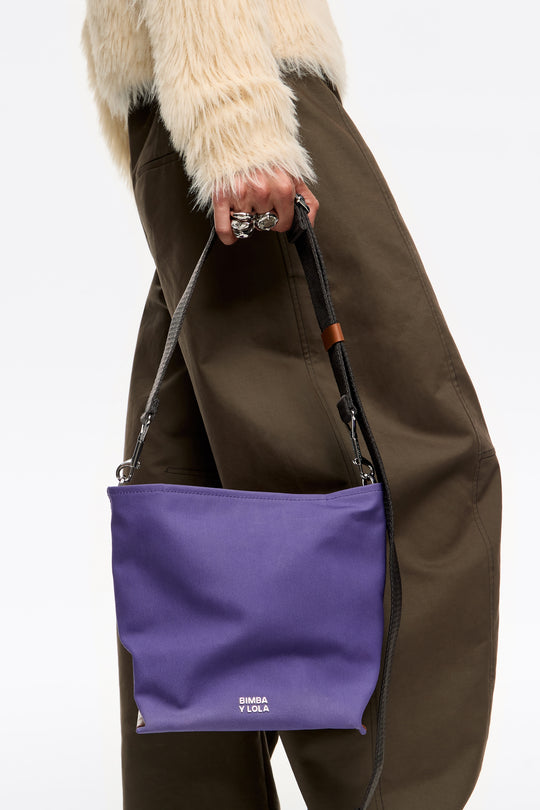 Small purple gabardine Carlino bag