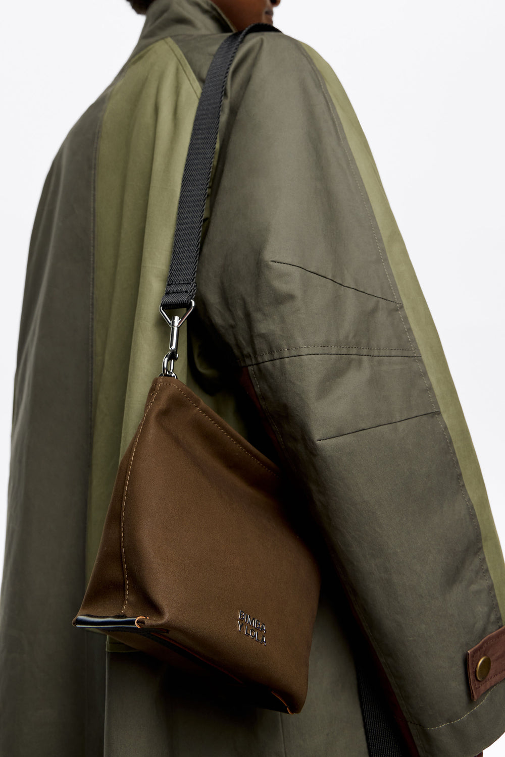 Dark khaki nylon mini Carlino bag