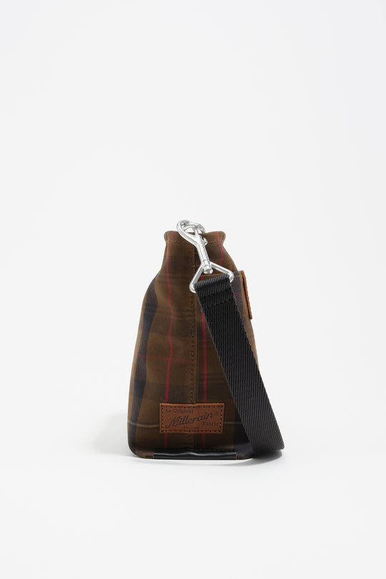 Mini brown checked nylon Carlino bag
