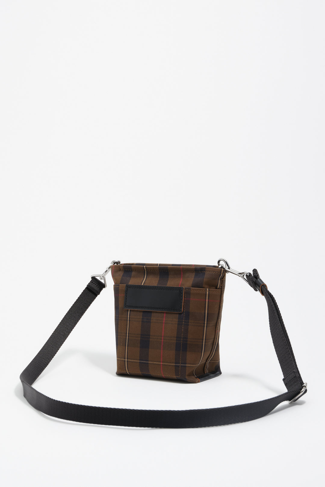 Mini brown checked nylon Carlino bag