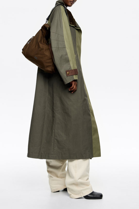 Medium dark khaki nylon Pocket Paper bag