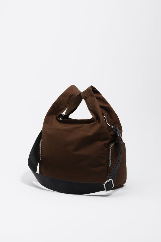 Medium dark khaki nylon Pocket Paper bag