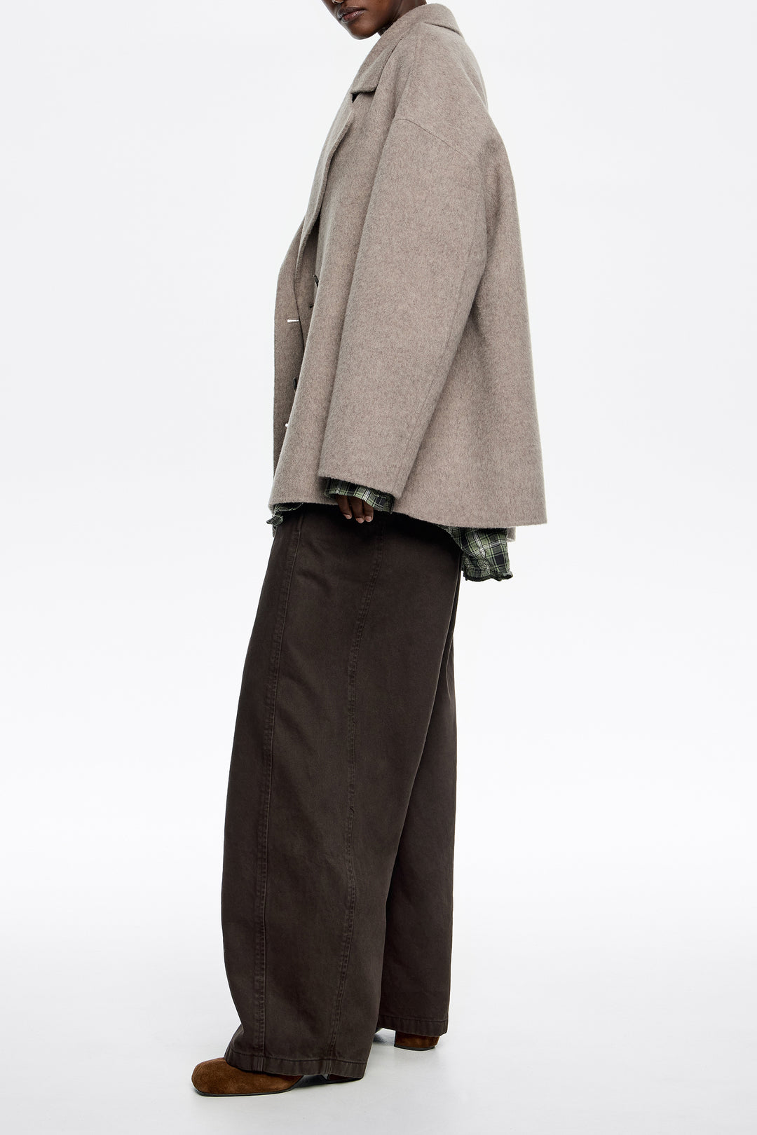 Taupe short double-face jacket