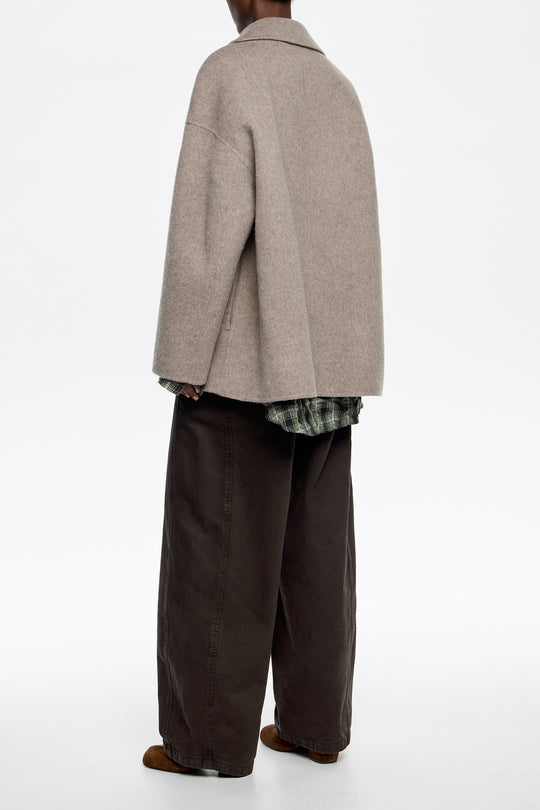 Taupe short double-face jacket