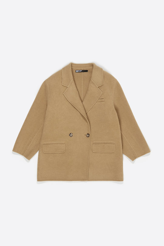 Light khaki double-face double-breasted jacket