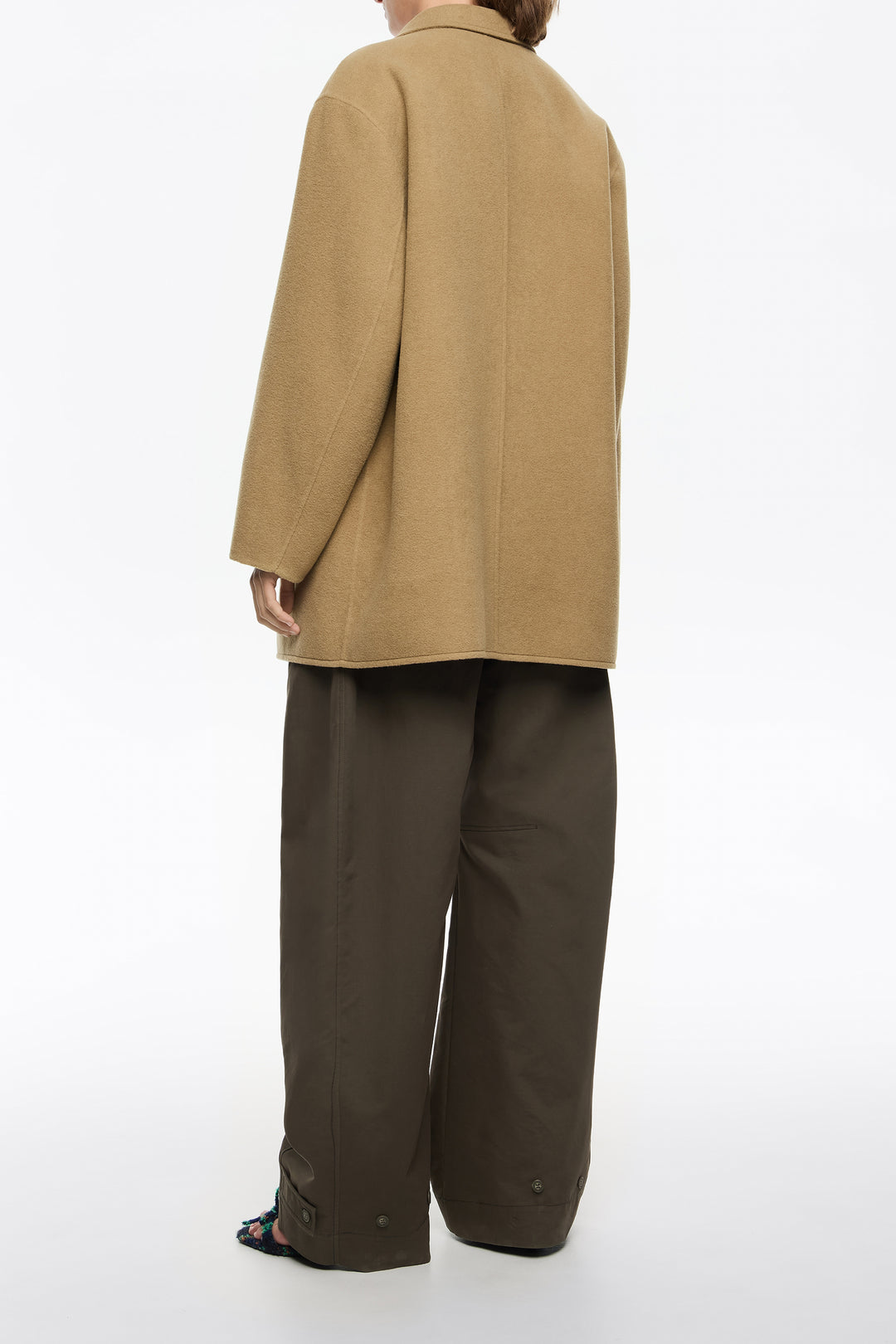 Light khaki double-face double-breasted jacket