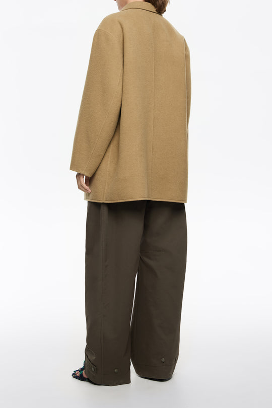 Light khaki double-face double-breasted jacket