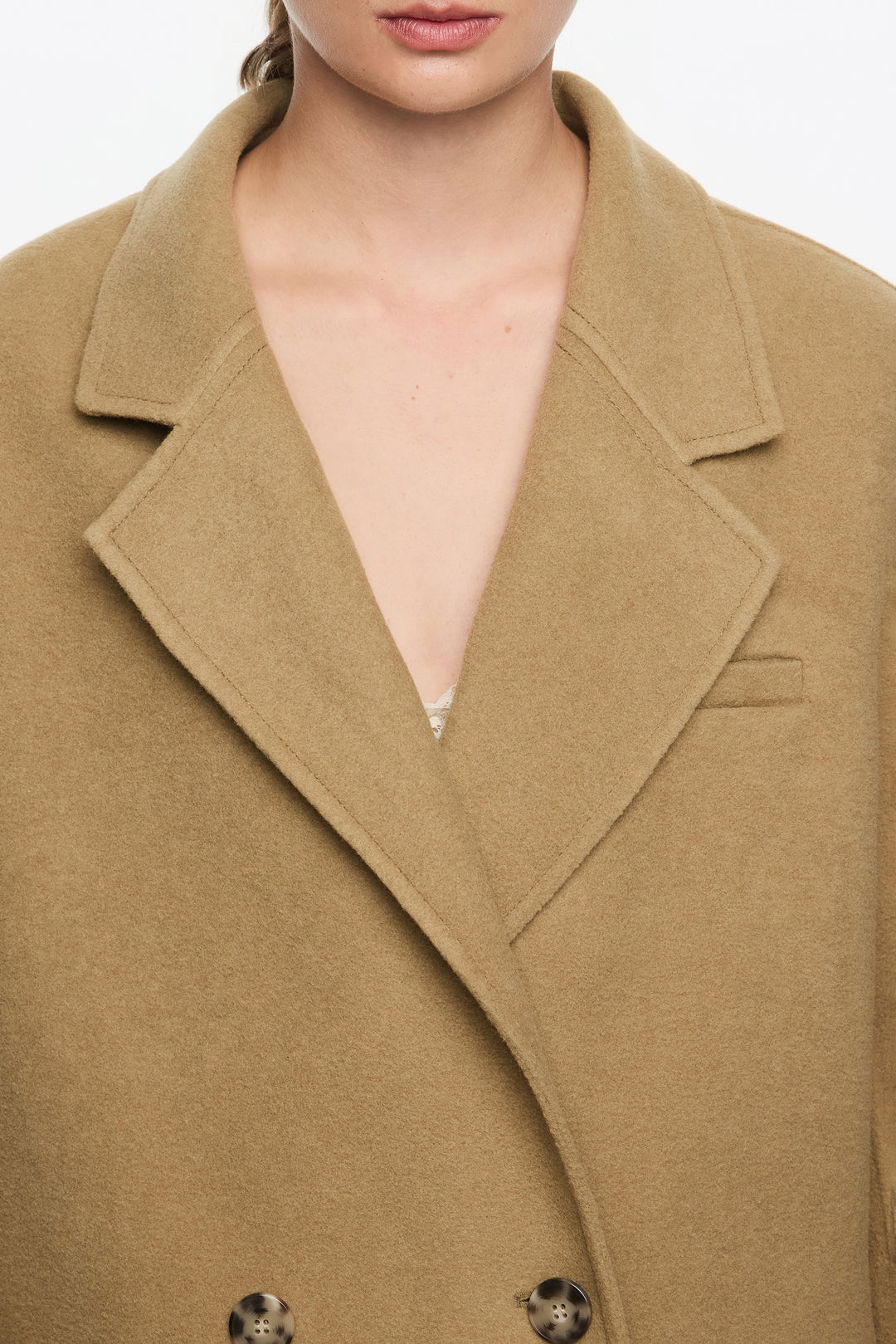 Light khaki double-face double-breasted jacket