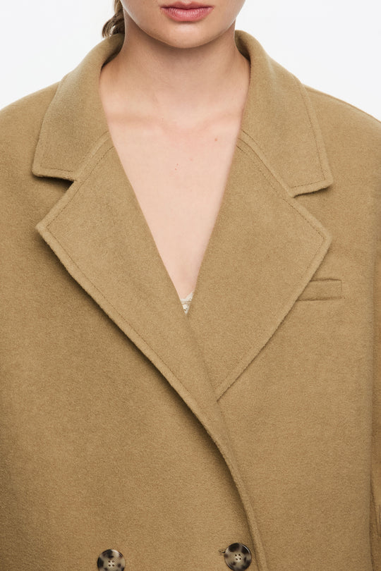 Light khaki double-face double-breasted jacket