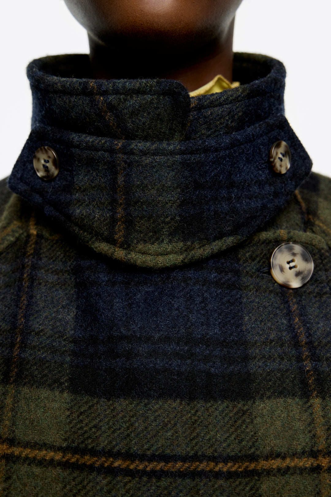 Khaki checked double-face double-breasted coat