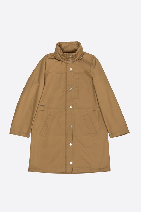 Khaki technical cotton straight trench