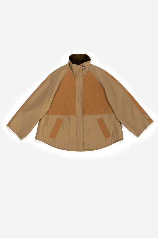 Khaki technical cotton A-line trench