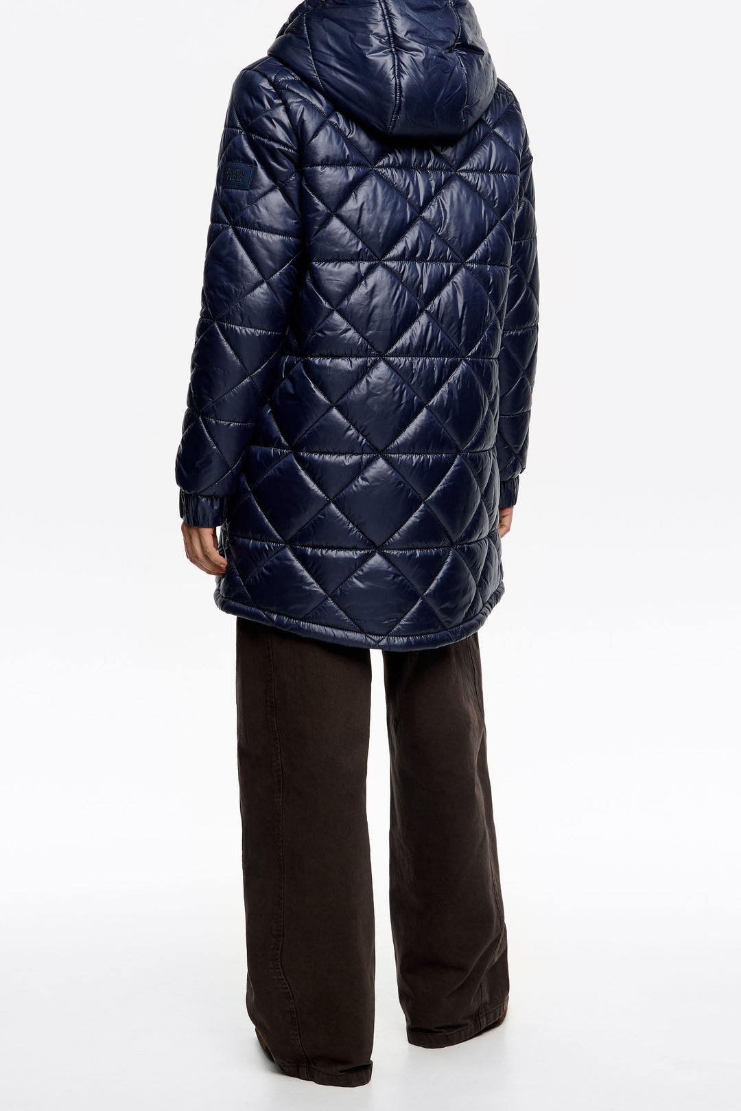 Straight dark navy hooded puffer