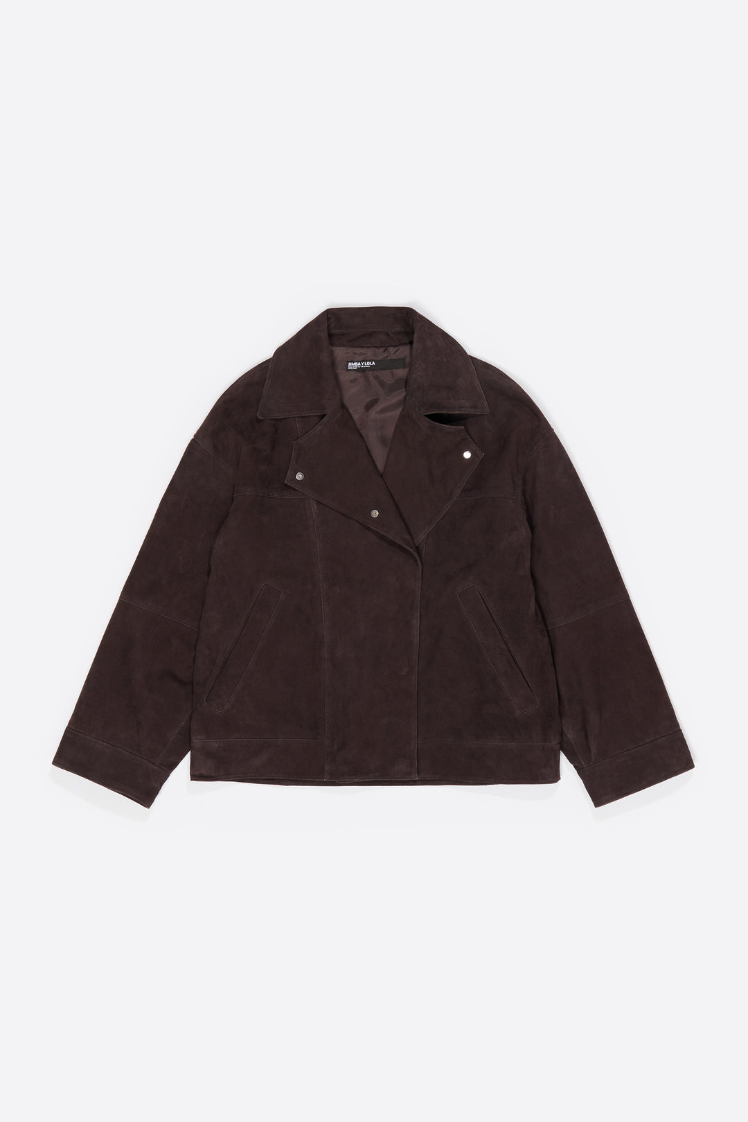 Dark brown suede double-breasted jacket