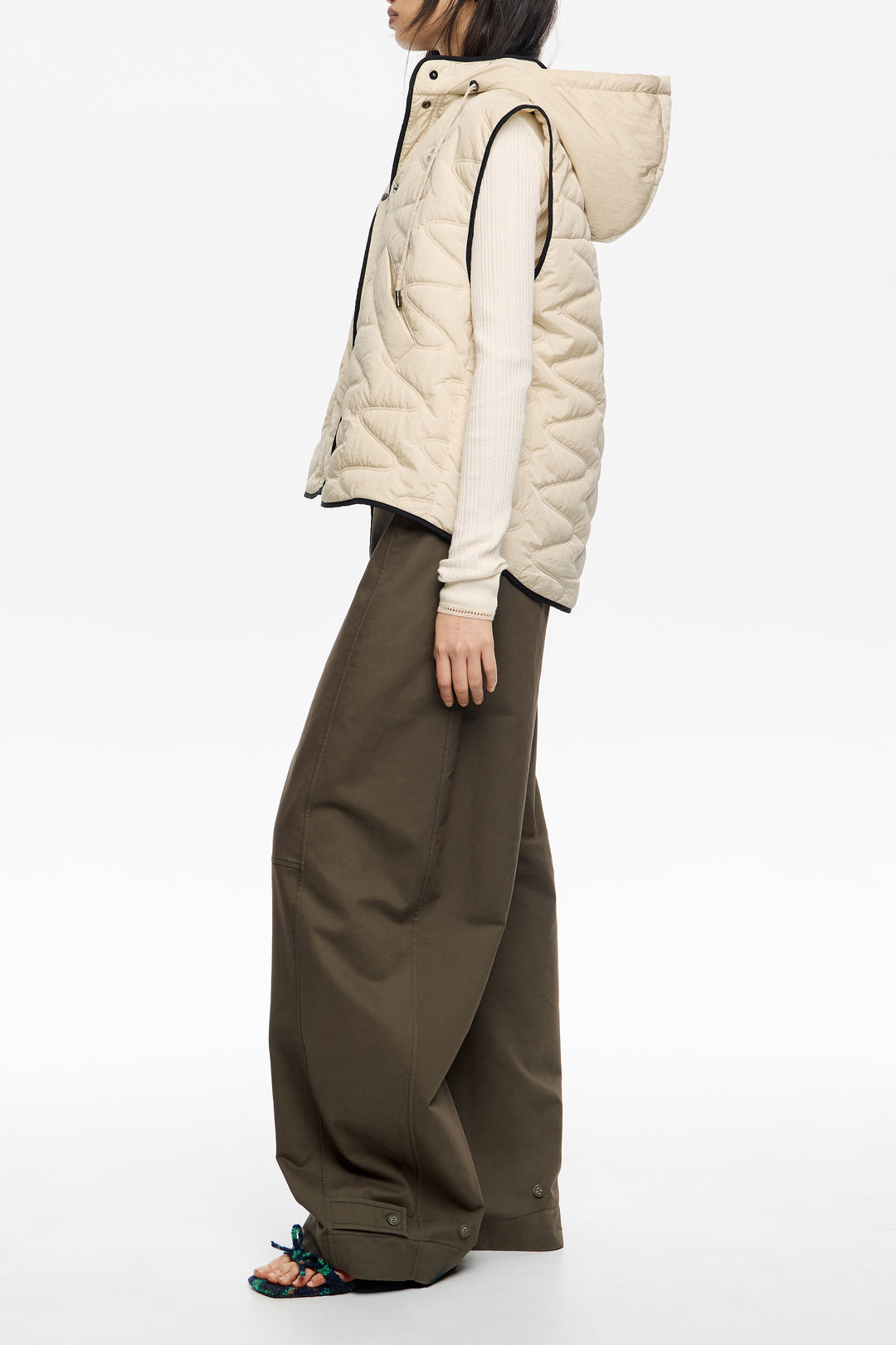 Ivory padded vest with hood
