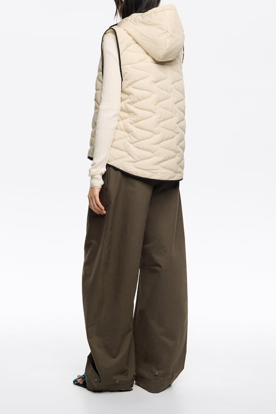 Ivory padded vest with hood