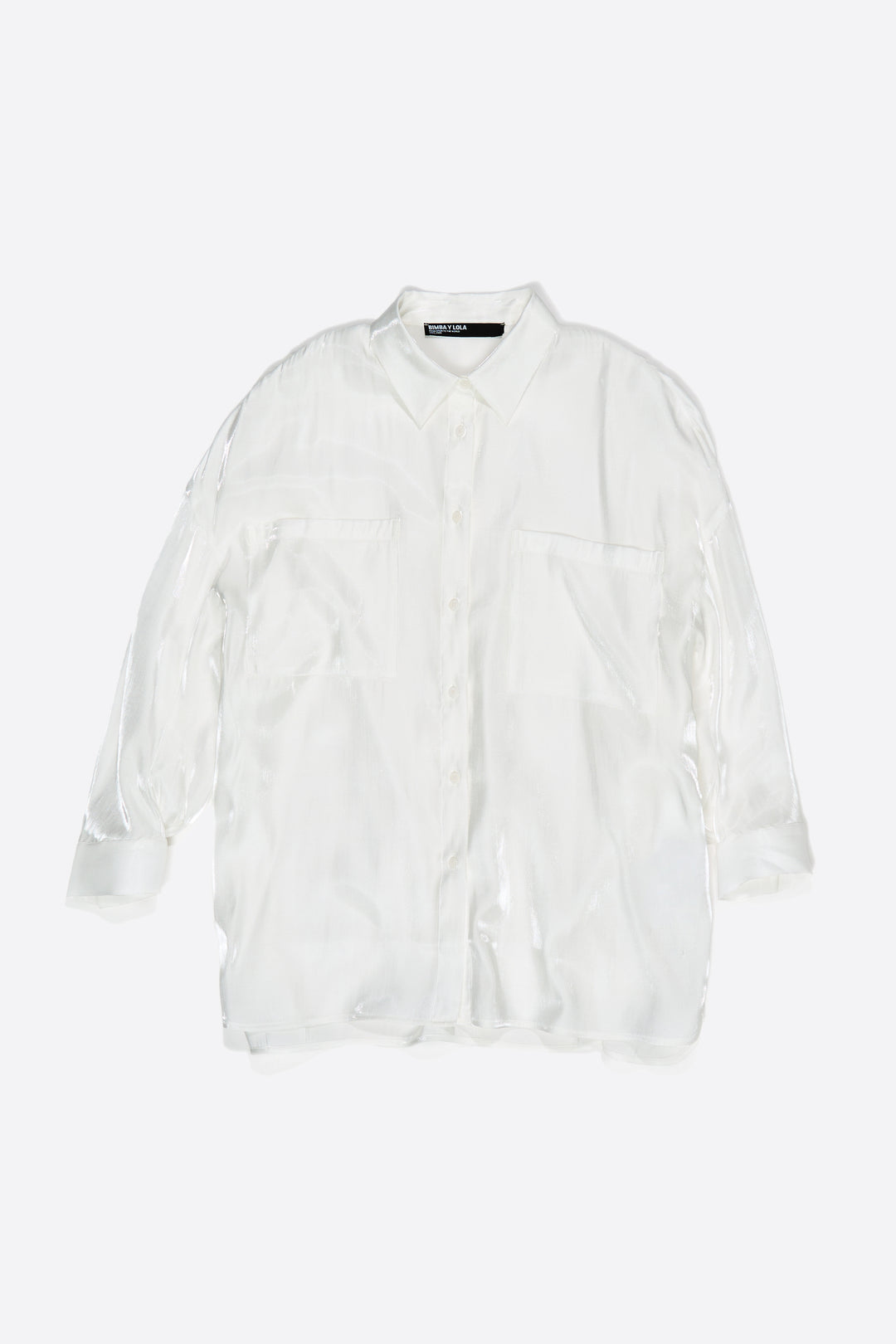 Shiny white oversize shirt