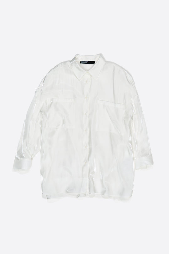 Shiny white oversize shirt