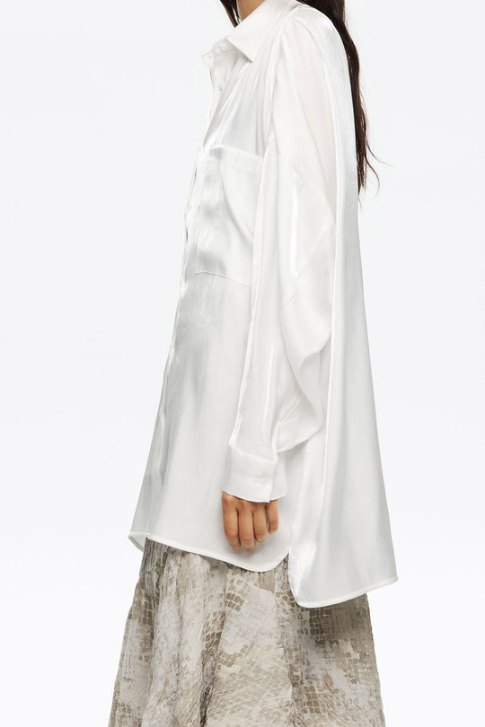 Shiny white oversize shirt