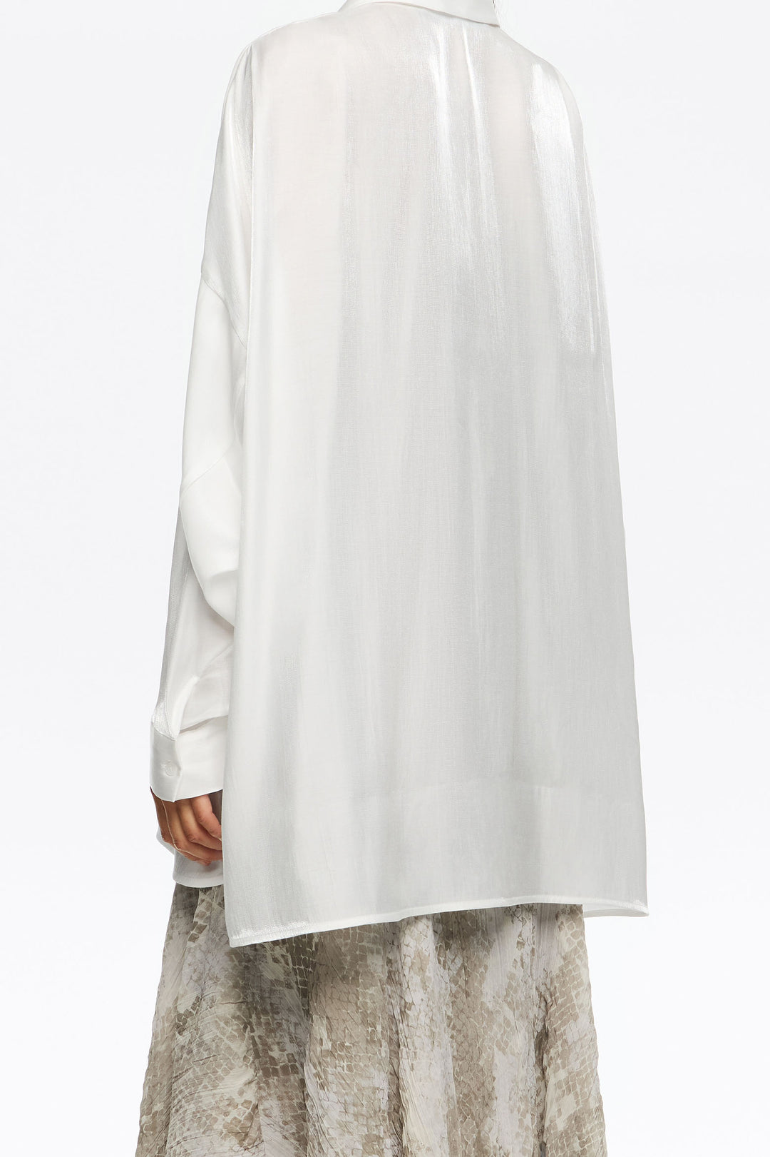 Shiny white oversize shirt