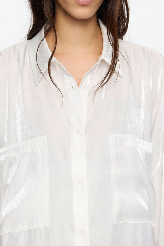 Shiny white oversize shirt