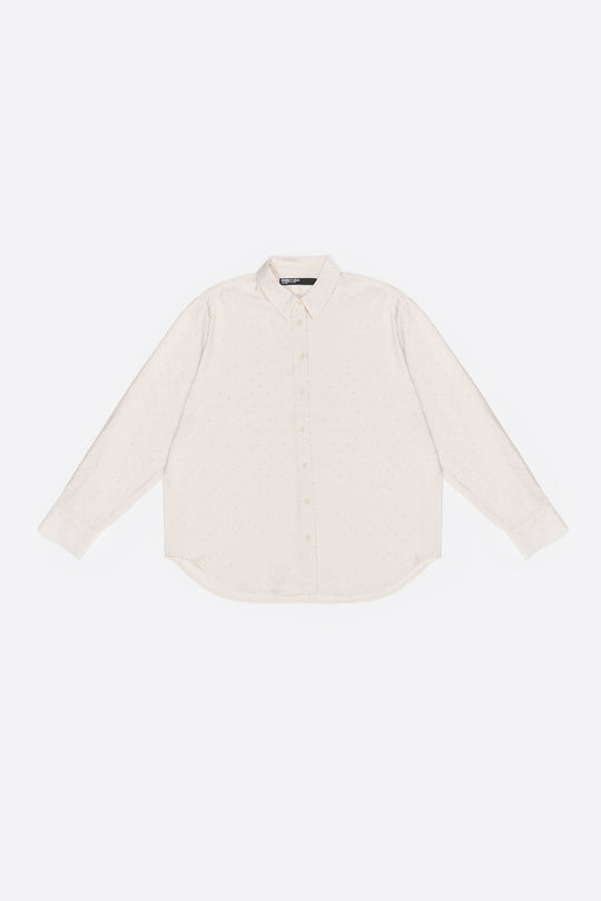 Ivory rhinestones boxy shirt