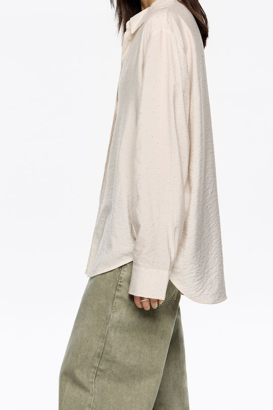 Ivory rhinestones boxy shirt