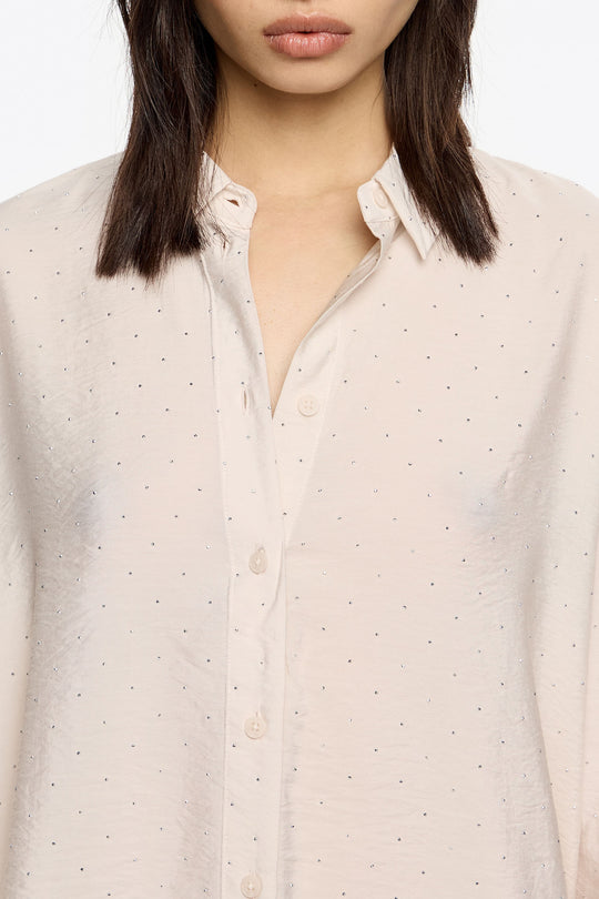 Ivory rhinestones boxy shirt